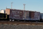 SOU 34080. 50-ft single door boxcar with roof hatches at the SP Englewood Yard